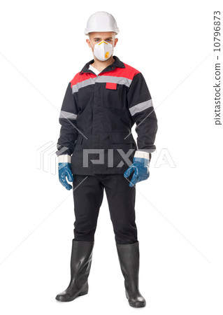 worker wearing safety protective gear worker wearing safety protective gear 10796873