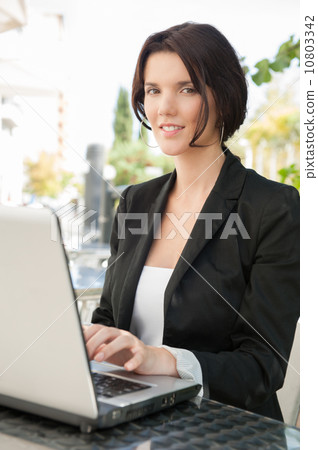 Woman laptop wifi outdoor cafe Woman laptop wifi outdoor cafe 10803342