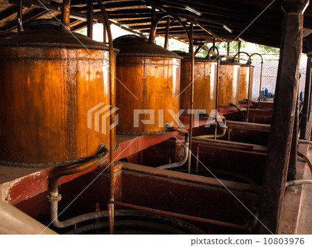 Copper pots in peruvian bodega 10803976