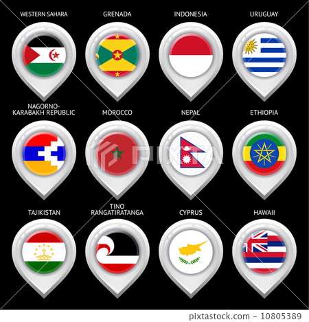 Map marker with flag-set fifteen 10805389