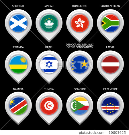 Map marker with flag-set tenth - Stock Illustration [10805625] - PIXTA