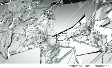 Sharp Pieces of shattered glass isolated on white 10808457