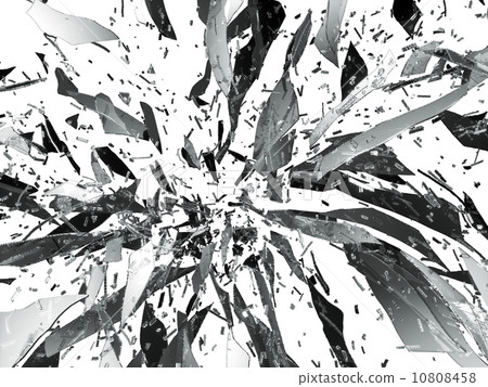 Pieces of demolished or Shattered glass isolated 10808458