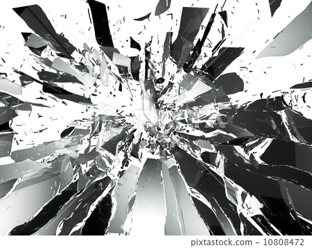 Pieces of shattered glass isolated 10808472