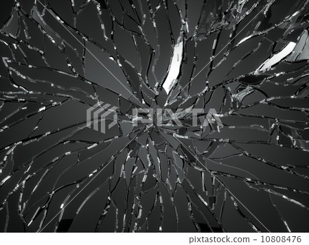 Sharp Pieces of shattered black glass 10808476