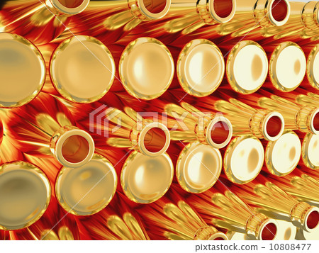 Storage of many empty golden bottles for wine or brandy 10808477