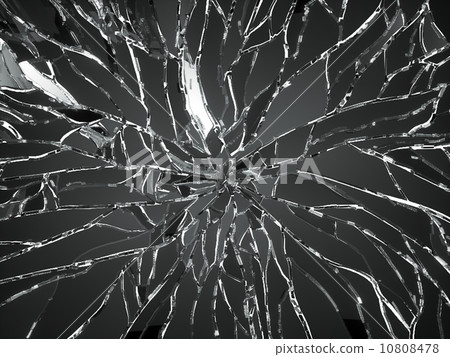 Smashed and shattered glass isolated 10808478
