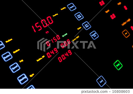 Fragment of illuminated ship control panel in the dark. Selectiv 10808603