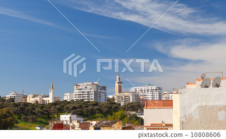 Living houses and mosques. Cityscape of Tangier, Morocco 10808606