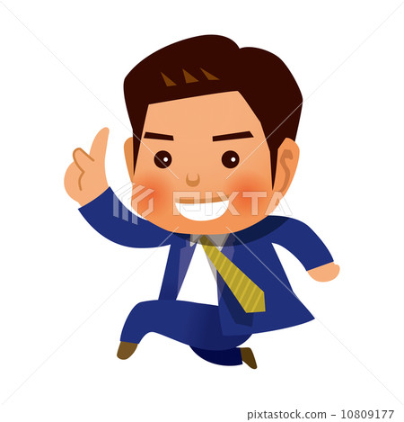 Businessman pointing at jumping 10809177