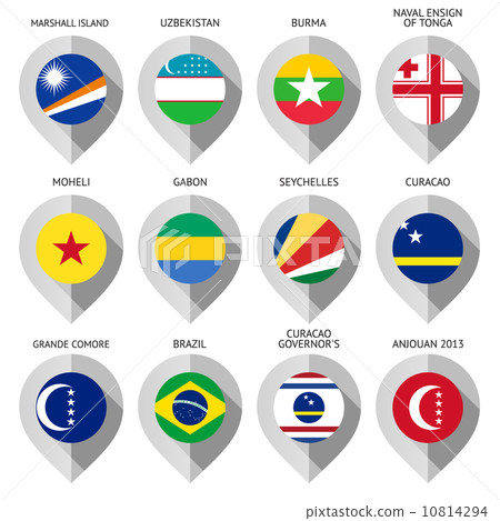 Marker from paper with flag for map - set eleventh 10814294
