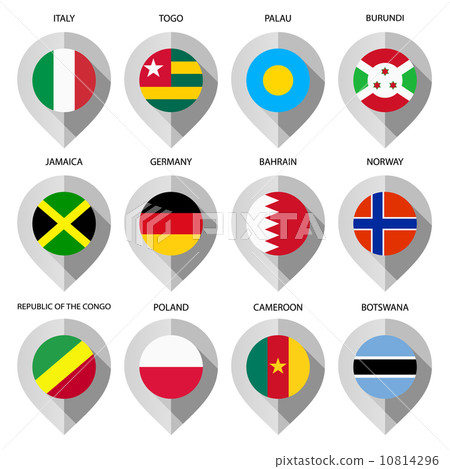 Marker from paper with flag for map - set seventh 10814296