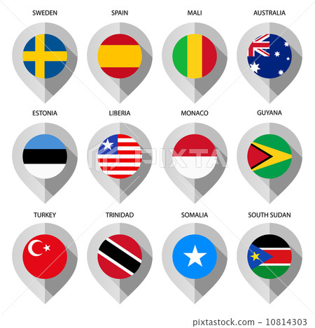 Marker from paper with flag for map - set third 10814303