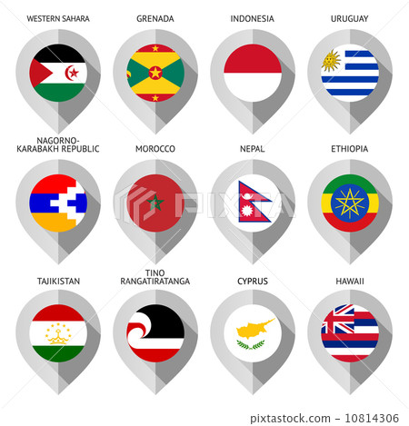 Marker from paper with flag for map - set fifteen 10814306