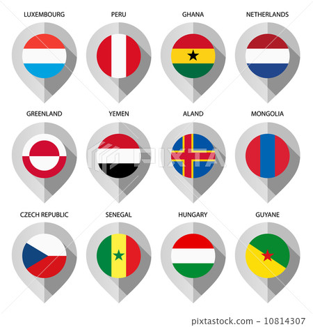 Marker from paper with flag for map - set fifth 10814307