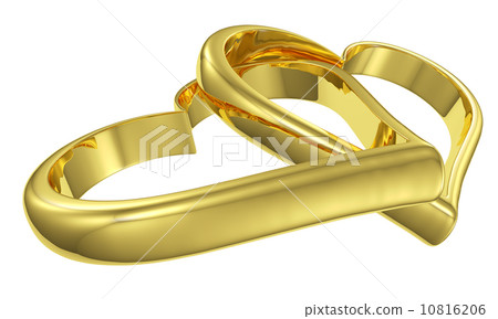 Couple of lying chained golden hearts diagonal view Couple of lying chained golden hearts diagonal view 10816206