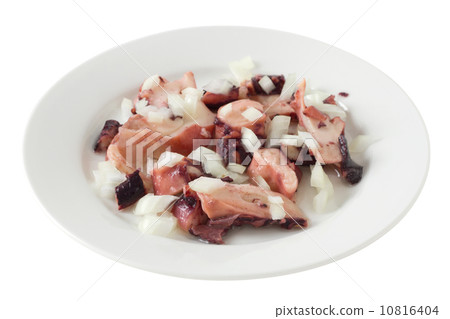 salad with octopus on the white plate 10816404