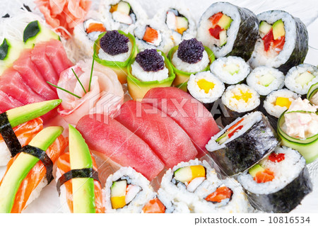 A dish of seafood sushi restaurant. Close-up. 10816534