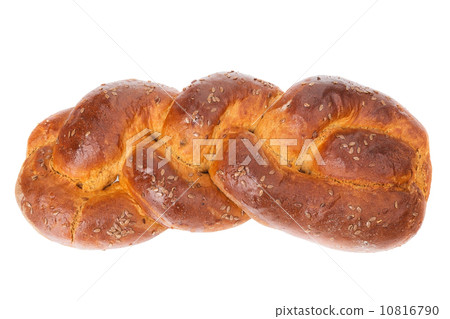 Homemade baked bread form pigtails. On a white background close-up. 10816790