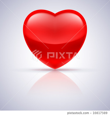Glossy red heart on grey 10817389