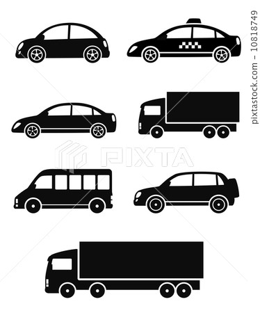 black isolated cars set 10818749