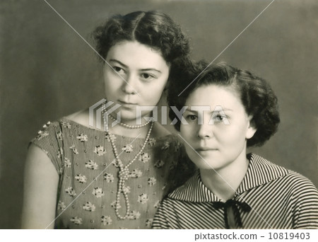 Vintage portrait of two attractive women 10819403