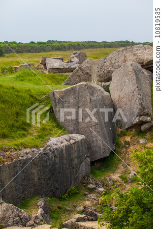 Old broken German bunkers of Atlantic Wall on Pointe-Du-Hoc. Wes Old broken German bunkers of Atlantic Wall on Pointe-Du-Hoc. Wes 10819585