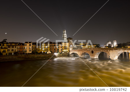Ponte Pietra by Night - Verona Italy - 1st century B.C. 10819742