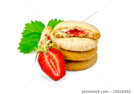 Biscuits with strawberry and leaf Biscuits with strawberry and leaf 10820482