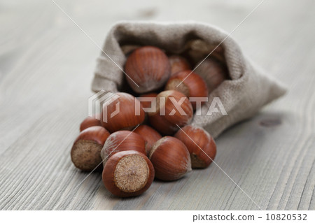 organic hazelnuts poured out of the pouch organic hazelnuts poured out of the pouch 10820532
