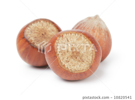 three whole hazelnuts three whole hazelnuts 10820541