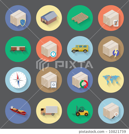 Transportation and delivery flat icons set Transportation and delivery flat icons set 10821739