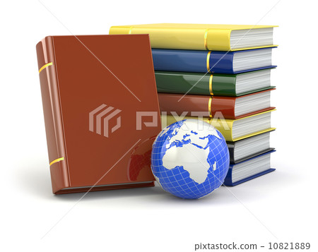 E-learning. Books and earth on white background. E-learning. Books and earth on white background. 10821889