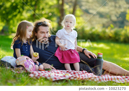Young father and his daughters having a picnic 10823270