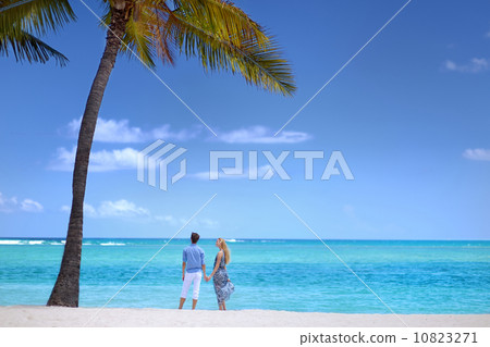 Young couple on a tropical island 10823271