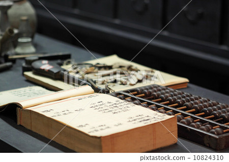 abacus and book on the table in a chinese old shop abacus and book on the table in a chinese old shop 10824310