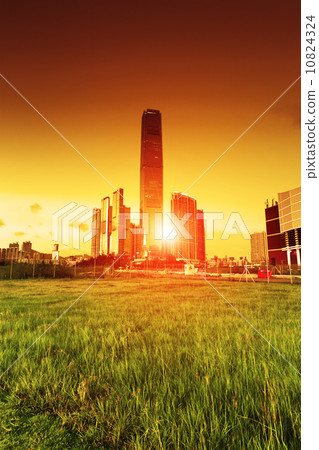 modern building at sunset, hongkong modern building at sunset, hongkong 10824324