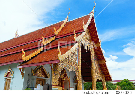 Thai northern style church of Wat chadi liam in Chiang Mai Thail Thai northern style church of Wat chadi liam in Chiang Mai Thail 10824326