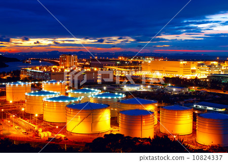 Oil tanks at night 10824337