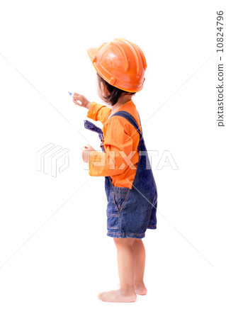 Asian Engineer baby girl writing something 10824796