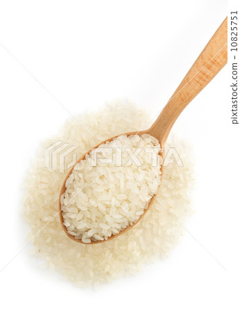 rice in wooden spoon on white rice in wooden spoon on white 10825751