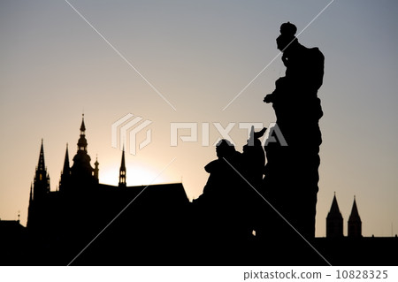 Statues on Charles bridge in Prague 10828325