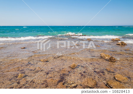 Beautiful azure red sea with waves and rocks in Egypt 10828413