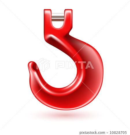 Red lifting crane hook. 10828705