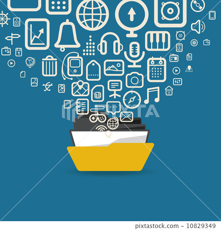 Different icons flows into open folder 10829349