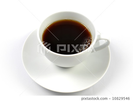 Top view of a cup of coffee isolated on white background  10829546