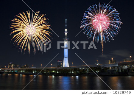 煙花和天空樹（合成） 10829749