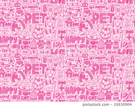 seamless doodle pet pattern 10830904