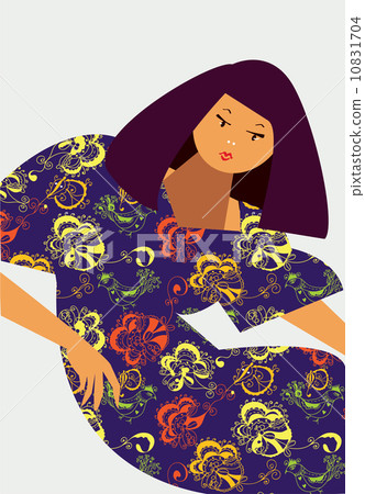 Fashion card with girl and dress 10831704