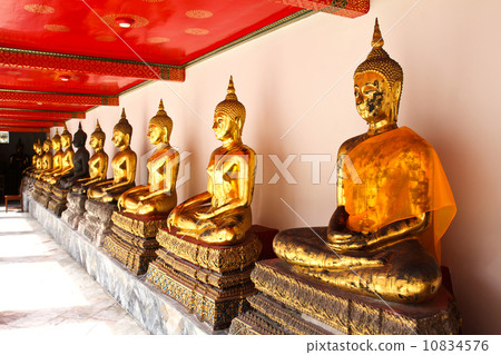 Buddha in Wat Pho Temple sequential nicely in Bangkok, Thailand. 10834576